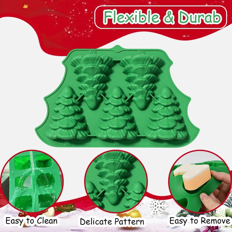 Mtruil 1 Pcs Christmas Silicone Molds Chocolate Candy Moulds 3D Christmas Tree Shape Mold Candy for Chocolate Gummy Soap Jelly Wax Melt Ice Cubes Cake Decorations - Image 2